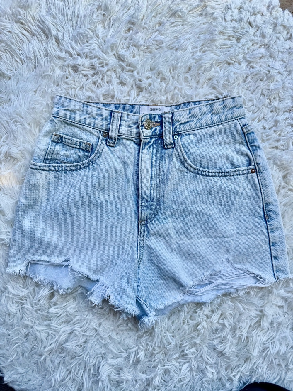Cotton On Light Blue Distressed Denim Shorts